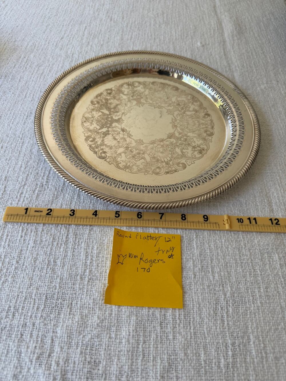 Vintage, Rogers 170, 12" Round Silver Tray